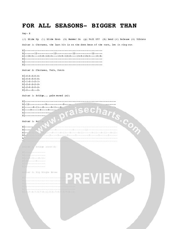 Bigger Than Guitar Tab (For All Seasons)