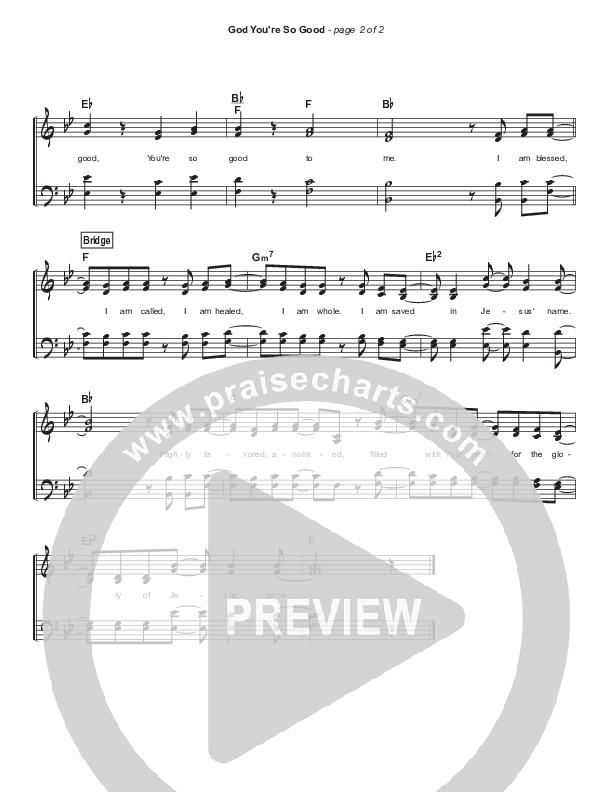 God You're So Good (Simplified) Hymn Sheet (Passion)