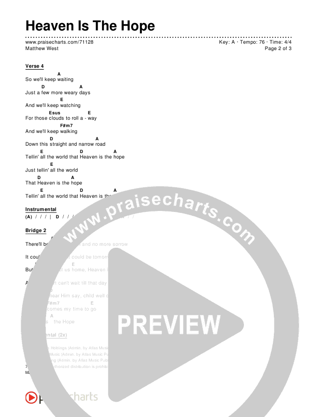 Heaven Is The Hope Chords & Lyrics (Matthew West)