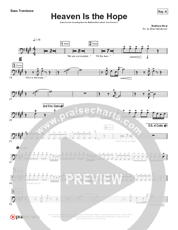 Heaven Is The Hope Bass Trombone (Matthew West)