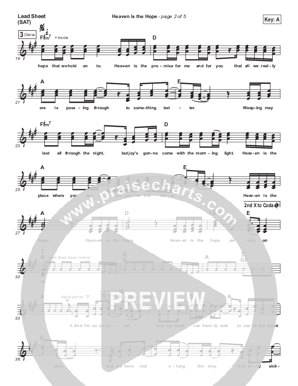Heaven Is The Hope Lead Sheet (Print Only) (Matthew West)