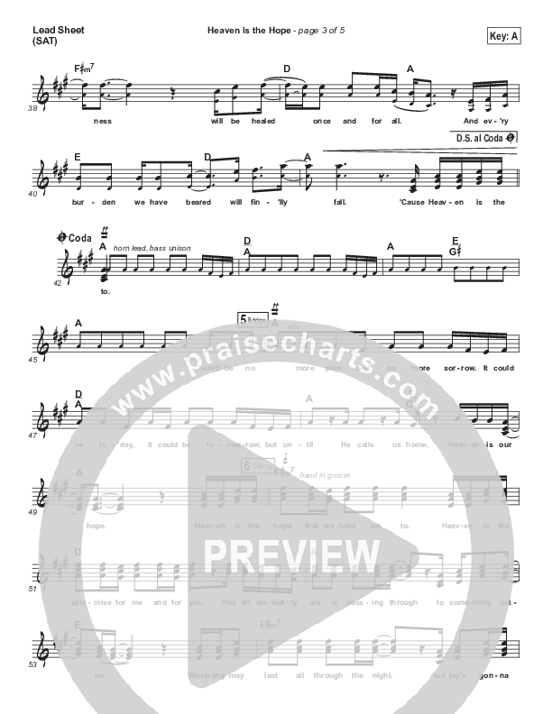 Heaven Is The Hope Lead Sheet (Print Only) (Matthew West)