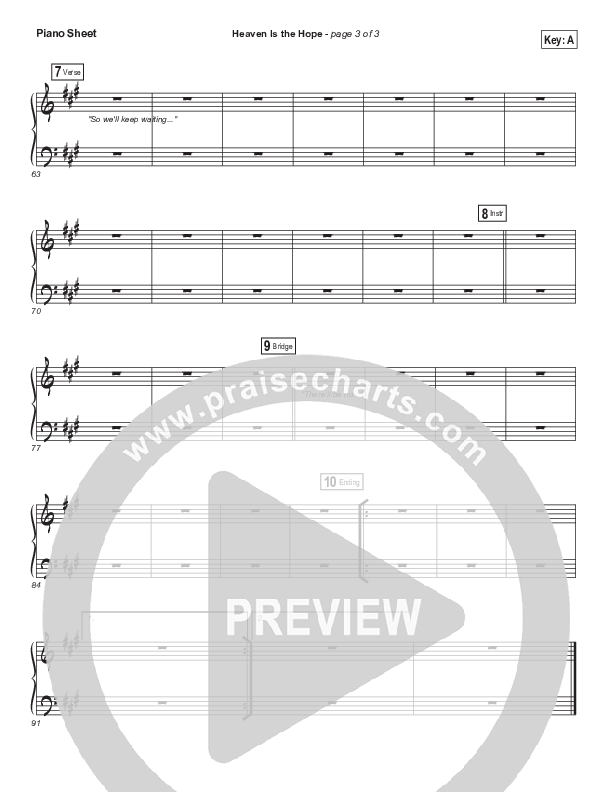 Heaven Is The Hope Piano Sheet (Print Only) (Matthew West)