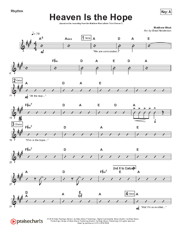 Heaven Is The Hope Rhythm Chart (Matthew West)