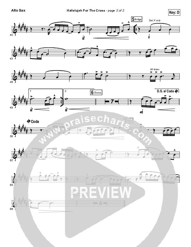 Hallelujah For The Cross Alto Sax (Chris McClarney)