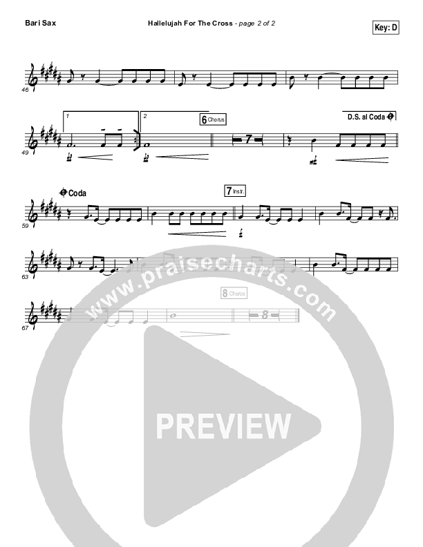 Hallelujah For The Cross Bari Sax (Chris McClarney)