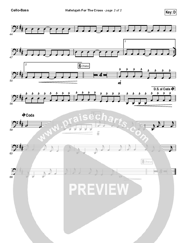 Hallelujah For The Cross Cello/Bass (Chris McClarney)