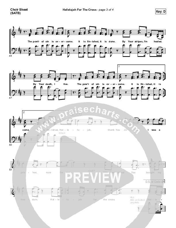 Hallelujah For The Cross Choir Sheet (SATB) (Chris McClarney)