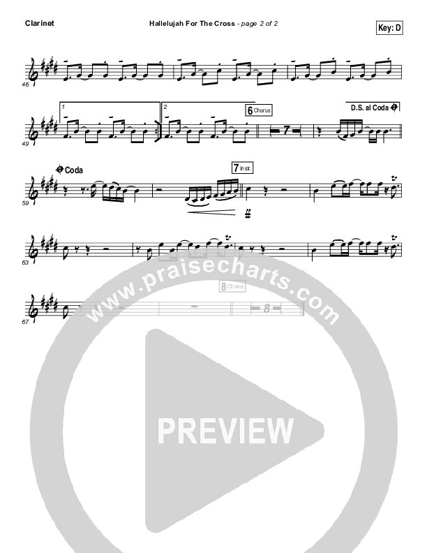 Hallelujah For The Cross Clarinet (Chris McClarney)