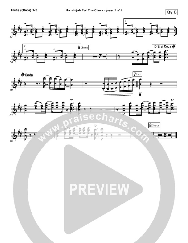 Hallelujah For The Cross Flute/Oboe 1/2/3 (Chris McClarney)