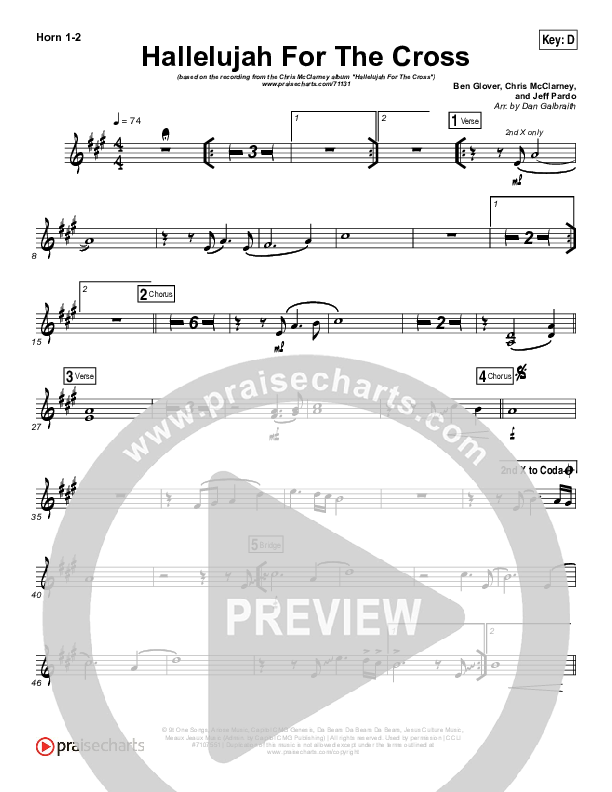 Hallelujah For The Cross Brass Pack (Chris McClarney)