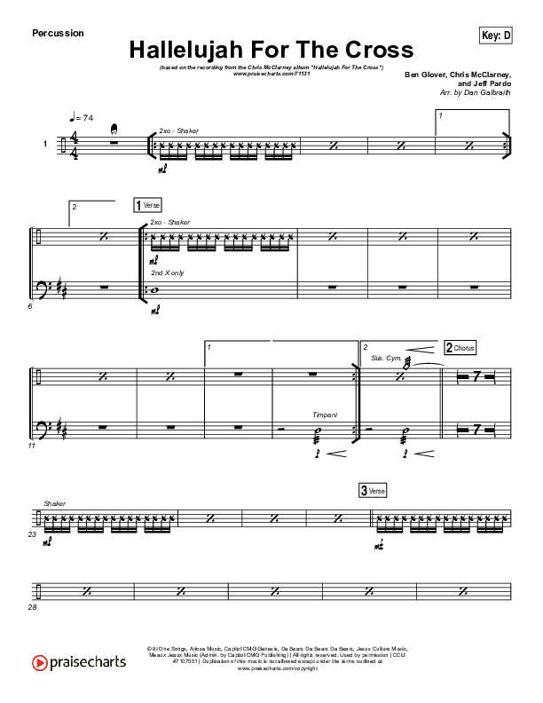Hallelujah For The Cross Percussion (Chris McClarney)