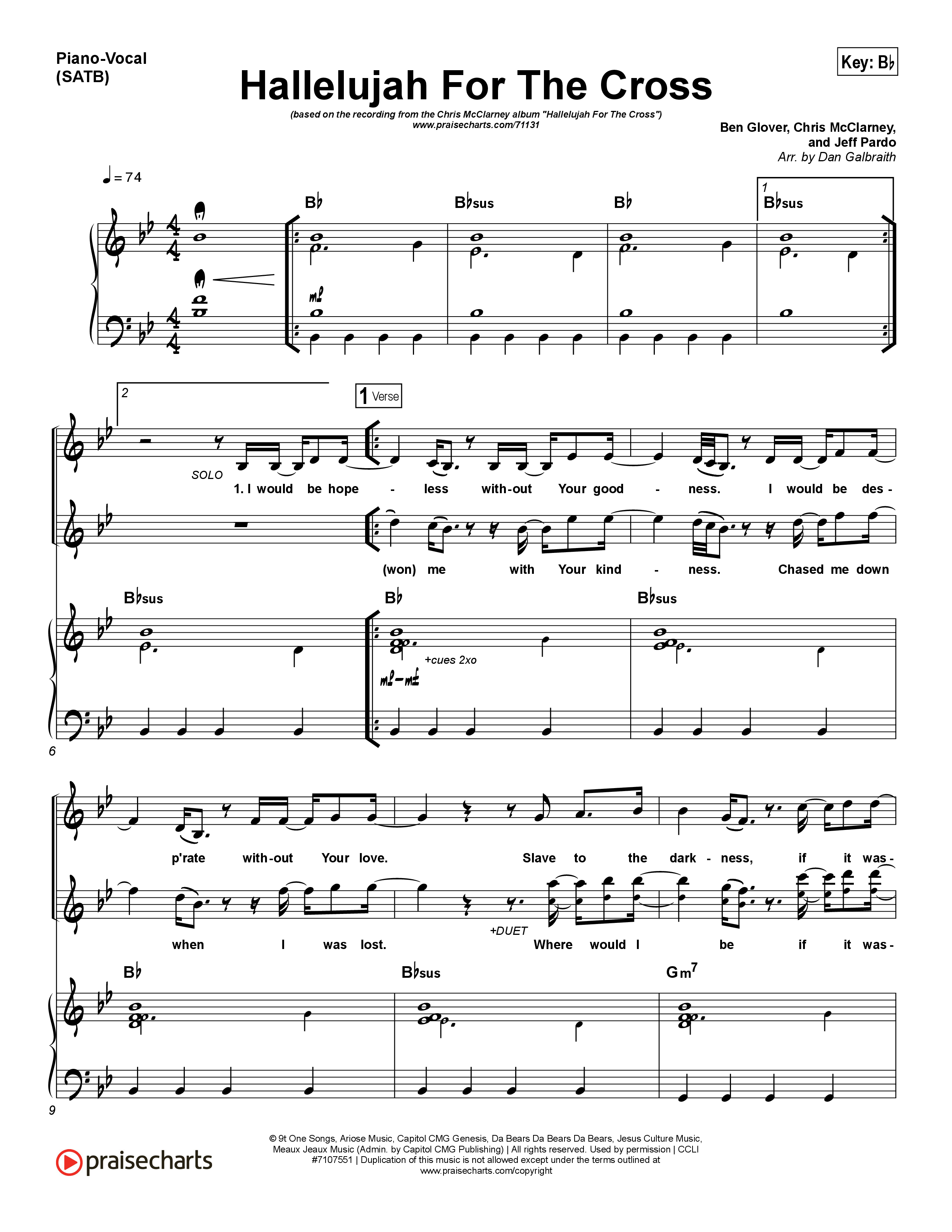 Hallelujah For The Cross Piano/Choir (SATB) (Chris McClarney)