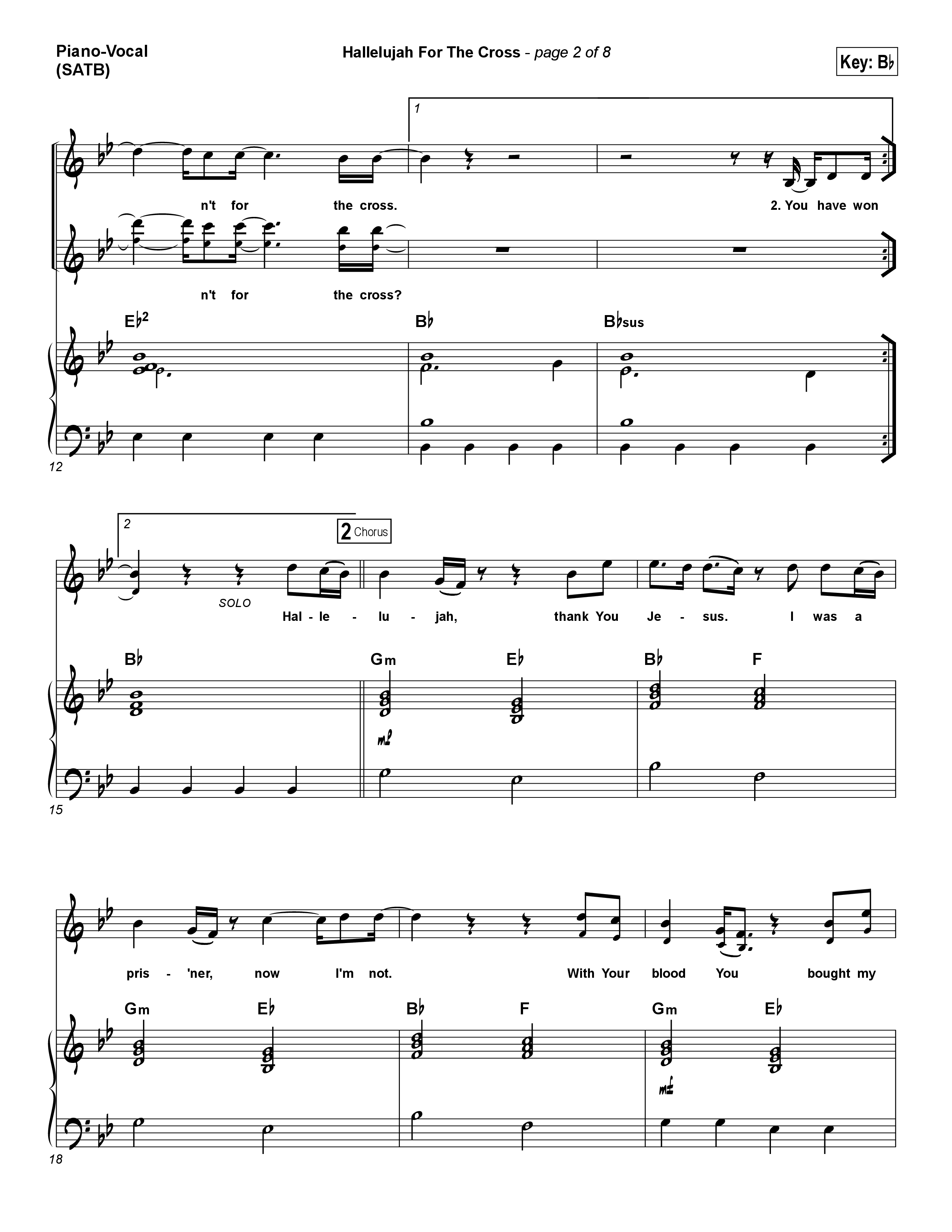 Hallelujah For The Cross Piano/Choir (SATB) (Chris McClarney)