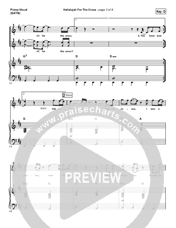 Hallelujah For The Cross Piano/Vocal (SATB) (Chris McClarney)