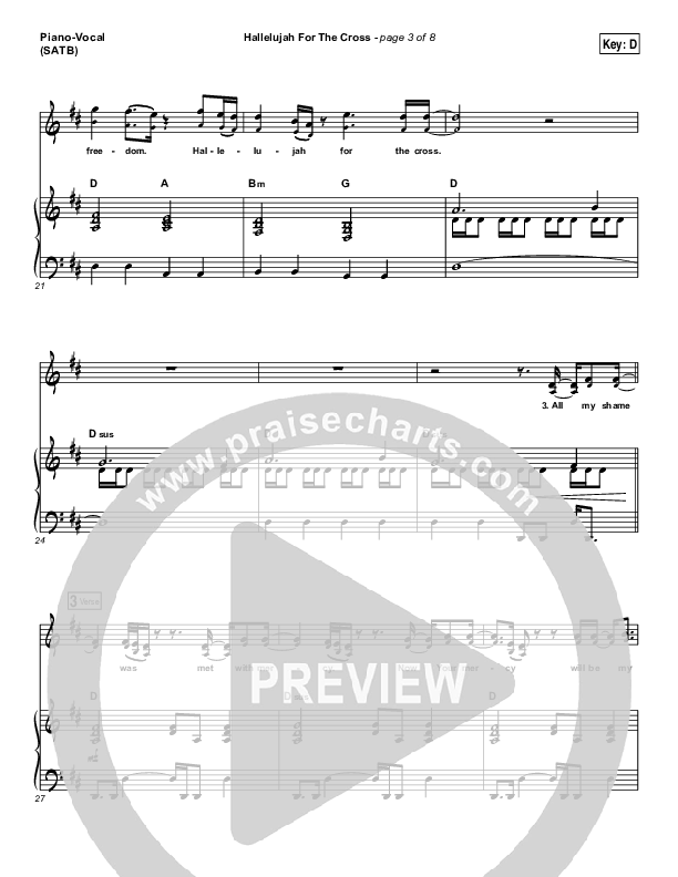 Hallelujah For The Cross Piano/Vocal (SATB) (Chris McClarney)