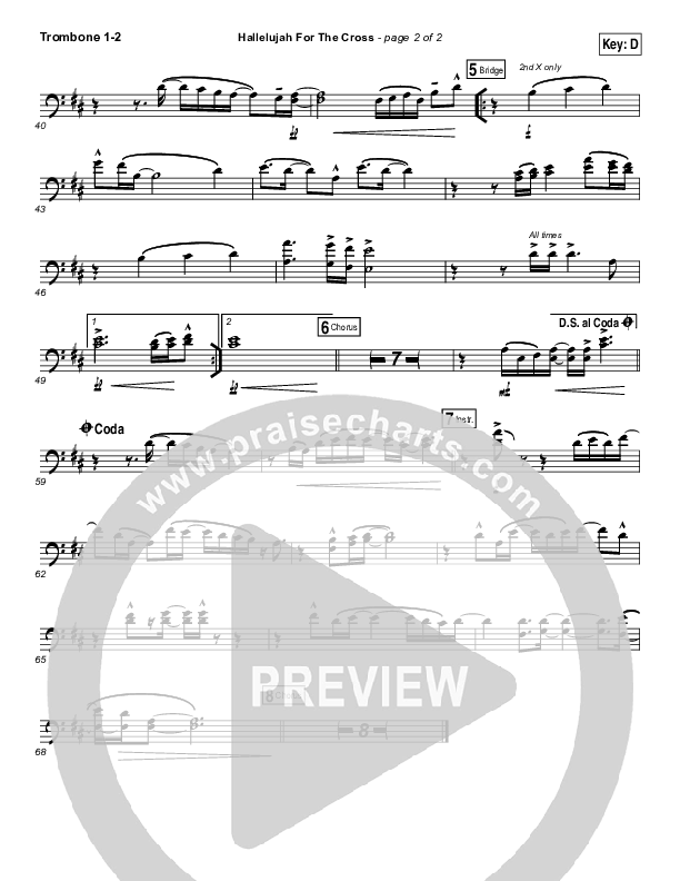 Hallelujah For The Cross Trombone 1/2 (Chris McClarney)