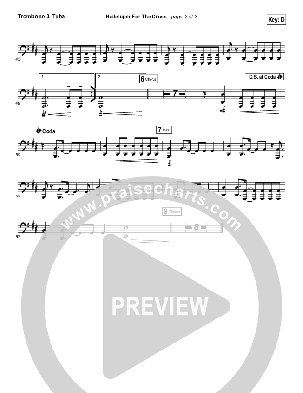 Hallelujah For The Cross Trombone 3/Tuba (Chris McClarney)