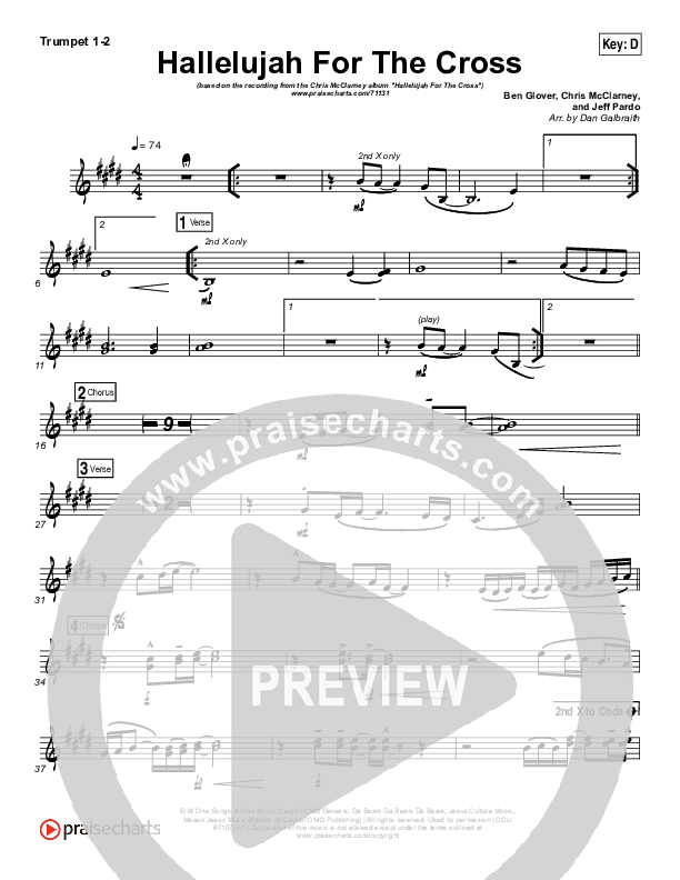 Hallelujah For The Cross Brass Pack (Chris McClarney)