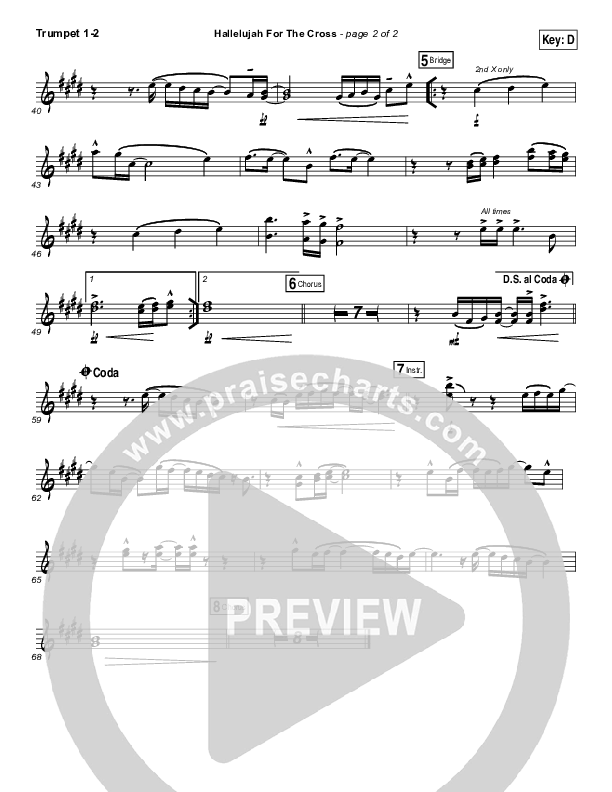 Hallelujah For The Cross Trumpet 1,2 (Chris McClarney)