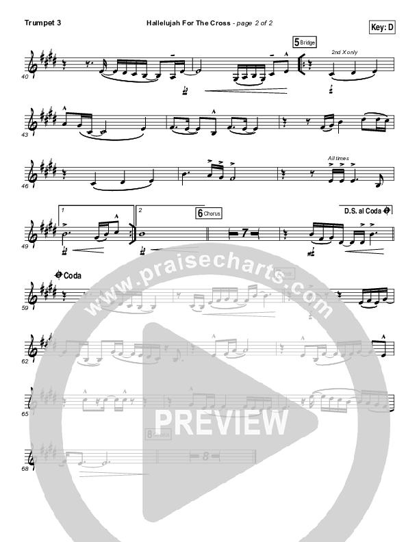 Hallelujah For The Cross Trumpet 3 (Chris McClarney)