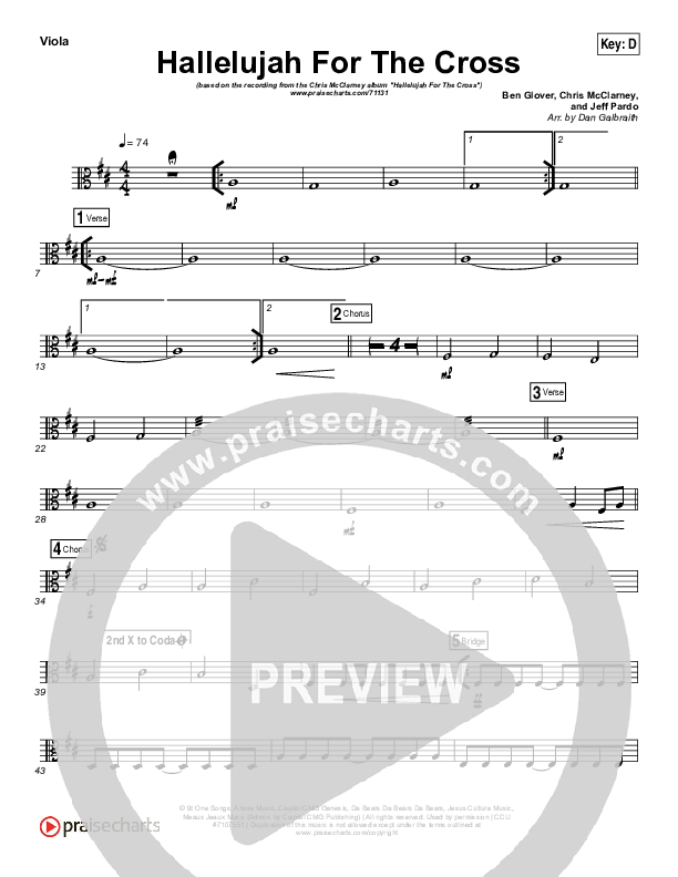 Hallelujah For The Cross Viola (Chris McClarney)