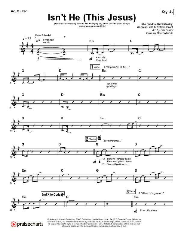 Isn't He (This Jesus) Acoustic Guitar (The Belonging Co)