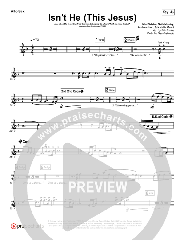 Isn't He (This Jesus) Alto Sax (The Belonging Co)