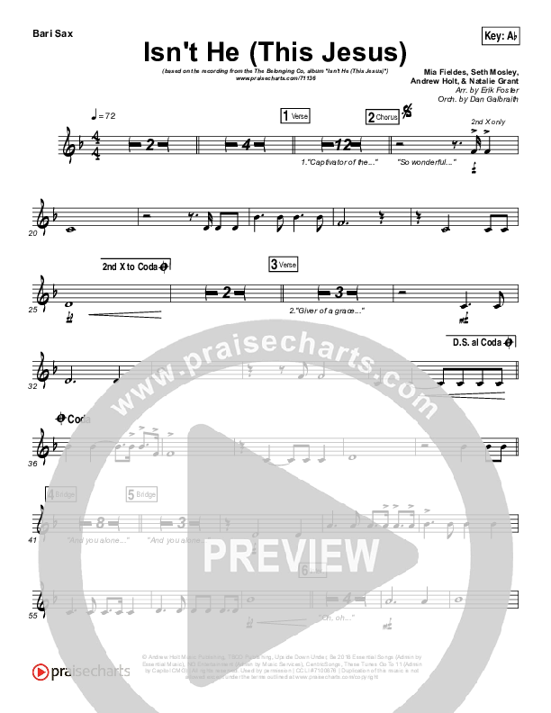 Isn't He (This Jesus) Bari Sax (The Belonging Co)