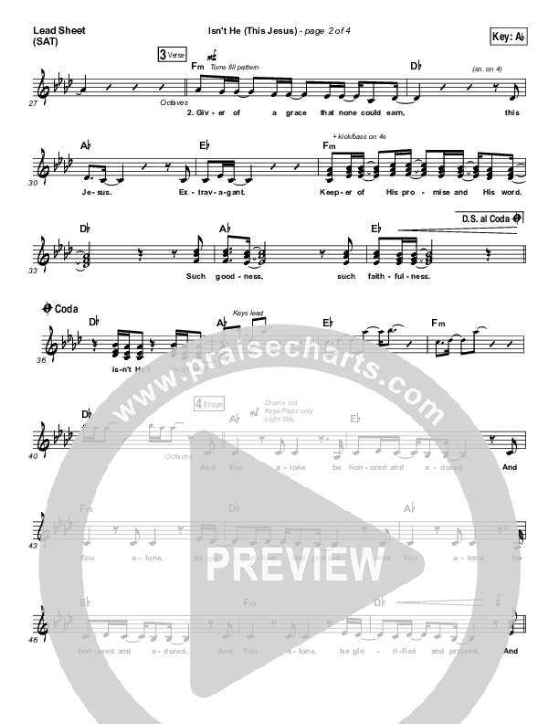 Isn't He (This Jesus) Lead Sheet (SAT) (The Belonging Co)