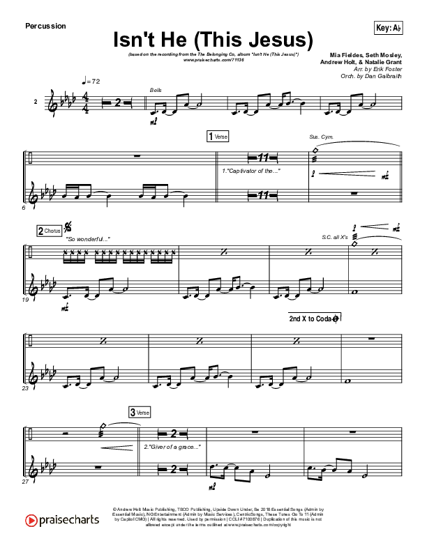 Isn't He (This Jesus) Percussion (The Belonging Co)