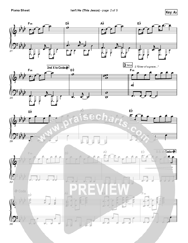 Isn't He (This Jesus) Piano Sheet (The Belonging Co)