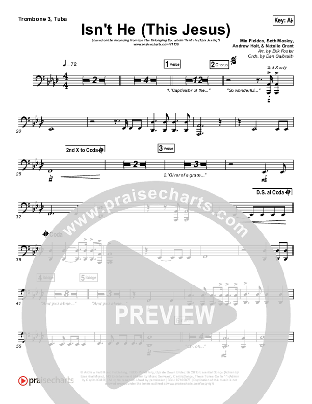 Isn't He (This Jesus) Trombone 3/Tuba (The Belonging Co)