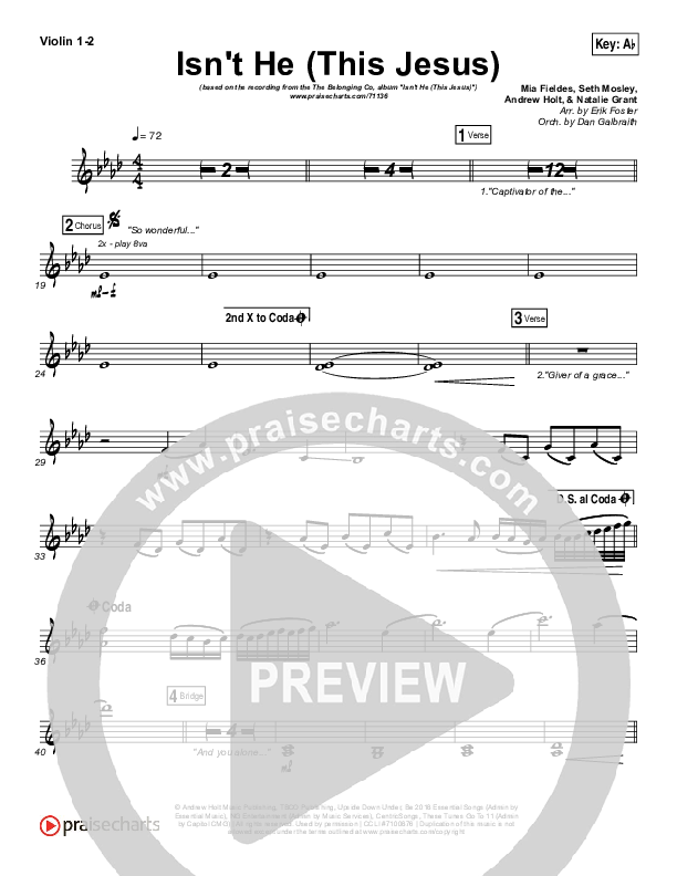 Isn't He (This Jesus) Violin 1/2 (The Belonging Co)