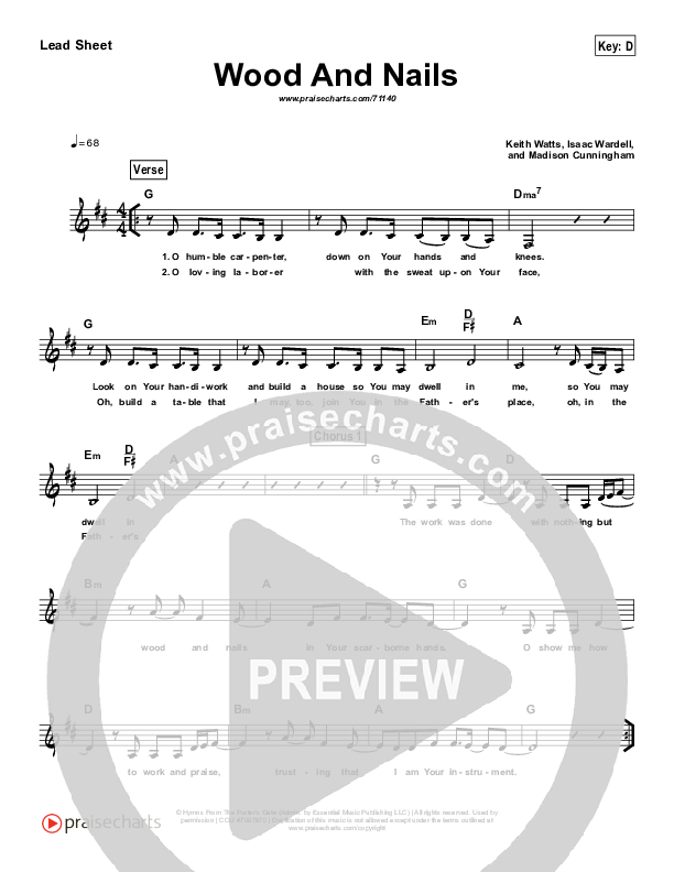Wood And Nails (Simplified) Sheet Music PDF (The Porter's Gate) -  PraiseCharts