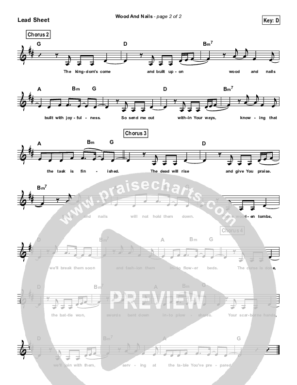 Wood And Nails (Simplified) Lead Sheet (The Porter's Gate)