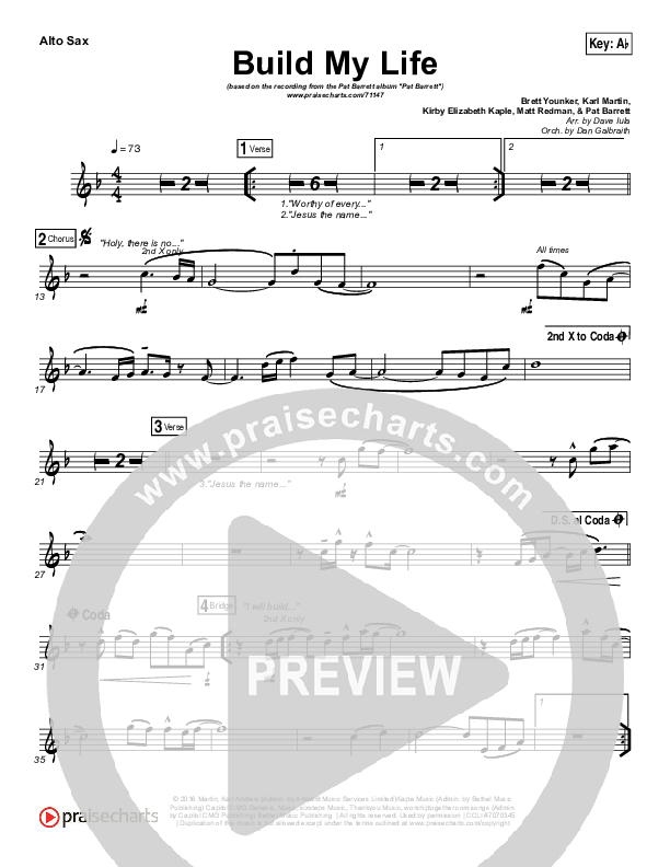 Build My Life Alto Sax (Pat Barrett)