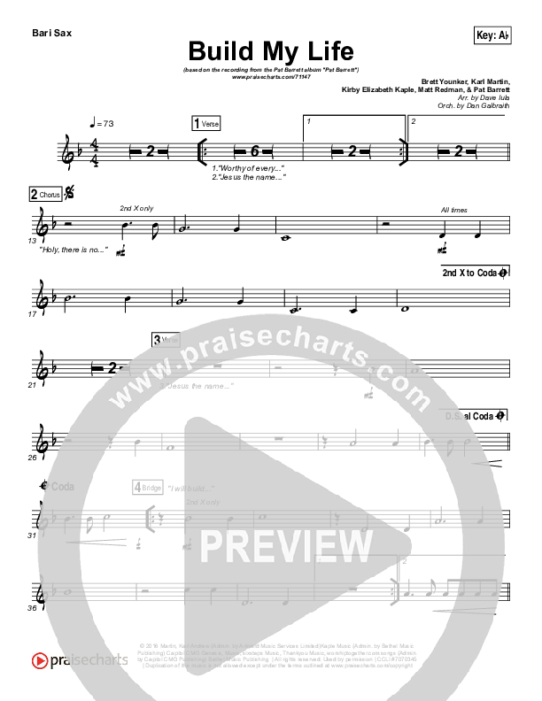 Build My Life Bari Sax (Pat Barrett)