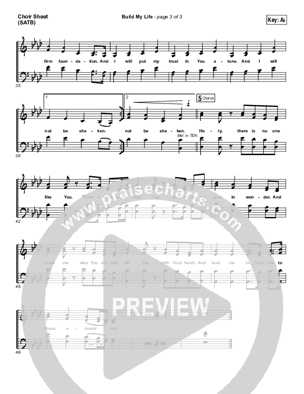 Build My Life Choir Sheet (SATB) (Pat Barrett)