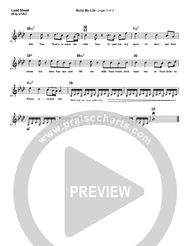 Build My Life Lead Sheet (Melody) (Pat Barrett)