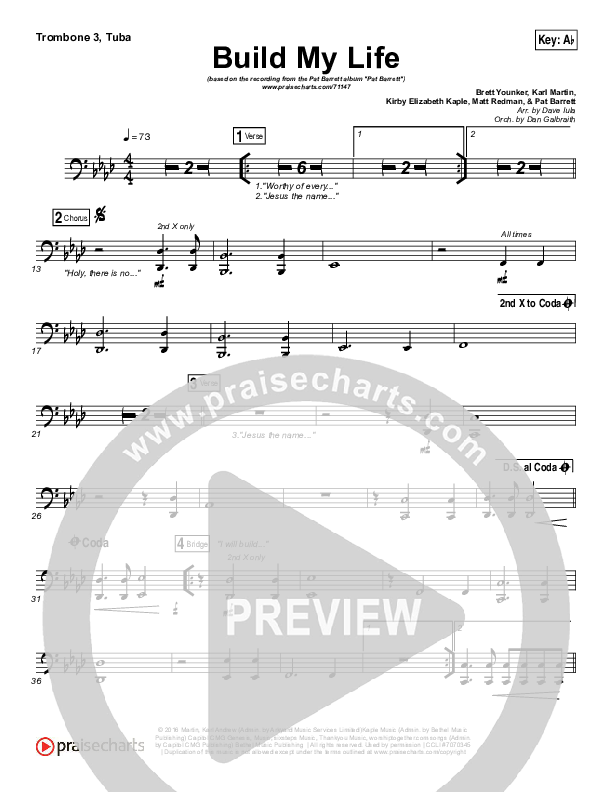 Build My Life Trombone 3/Tuba (Pat Barrett)