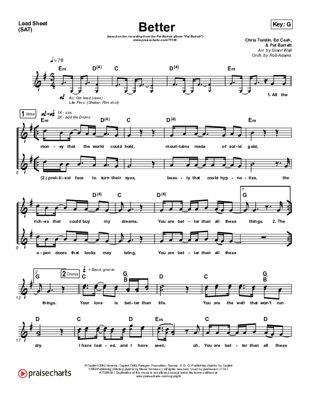 Better Lead Sheet (SAT) (Pat Barrett)
