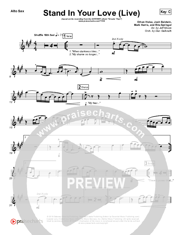 Stand In Your Love (Live) Alto Sax (GATEWAY)