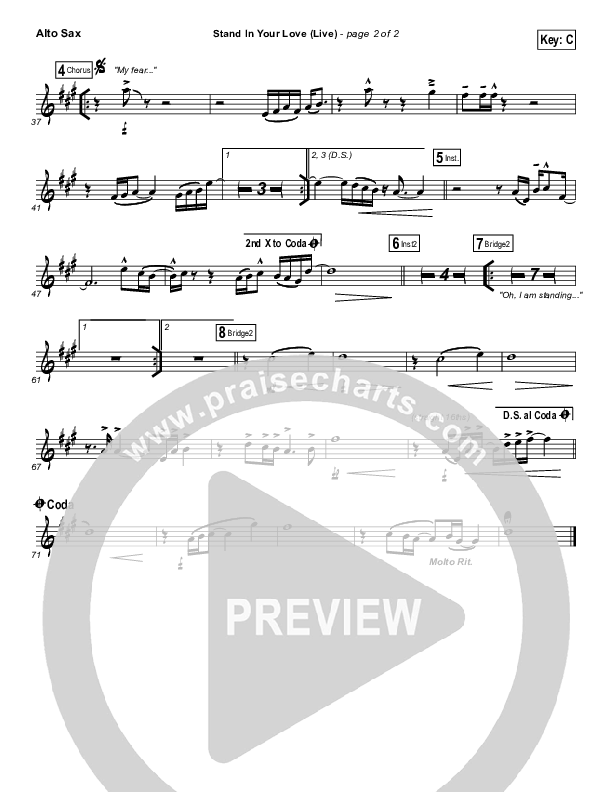 Stand In Your Love (Live) Alto Sax (GATEWAY)