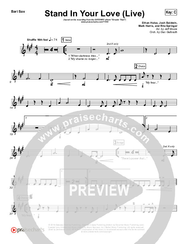 Stand In Your Love (Live) Bari Sax (GATEWAY)