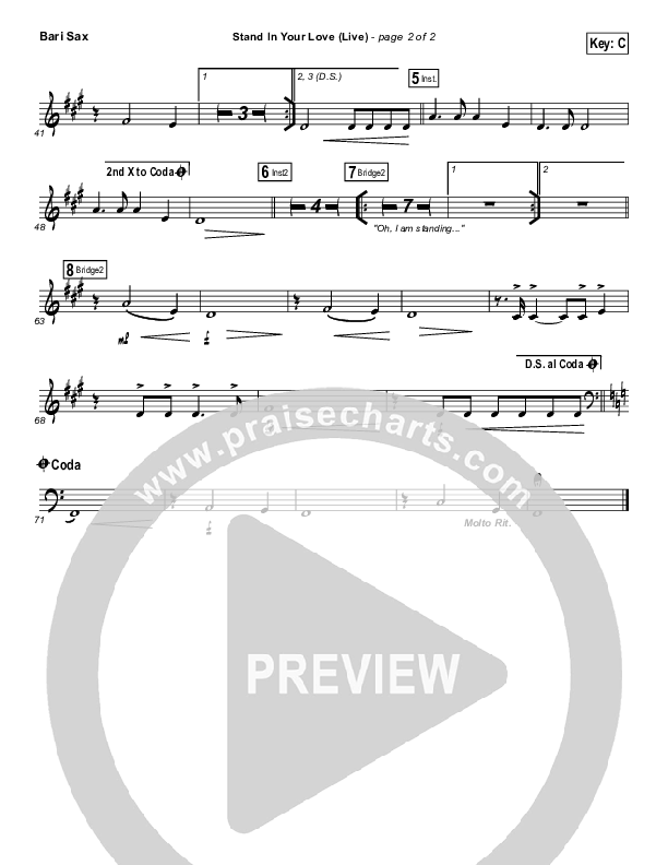 Stand In Your Love (Live) Bari Sax (GATEWAY)