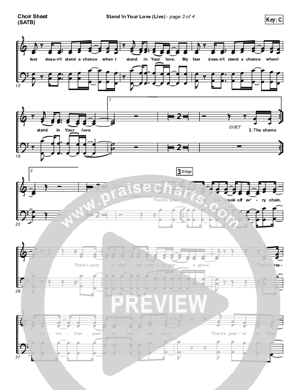 Stand In Your Love (Live) Choir Sheet (SATB) (GATEWAY)