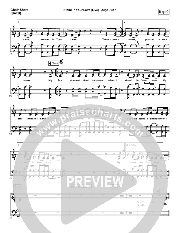 Stand In Your Love (Live) Choir Sheet (SATB) (GATEWAY)