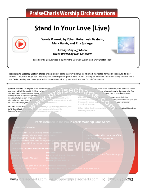 Stand In Your Love (Live) Cover Sheet (GATEWAY)