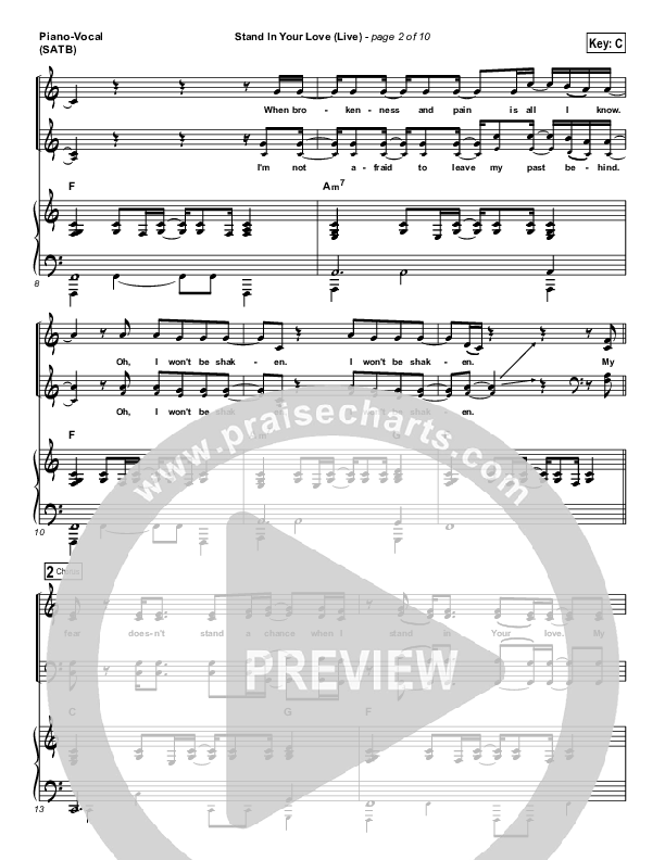 Stand In Your Love (Live) Piano/Vocal Pack (GATEWAY)